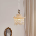 Traditional French Copper Glass Crown Tassel 1-Light Pendant Light For Dining Room