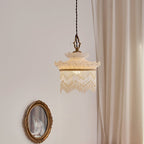 Traditional French Copper Glass Crown Tassel 1-Light Pendant Light For Dining Room