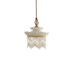 Traditional French Copper Glass Crown Tassel 1-Light Pendant Light For Dining Room