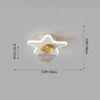 Contemporary Nordic Iron Acrylic Glass Moon Star Ball LED Semi-Flush Mount Ceiling Light For Hallway