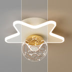 Contemporary Nordic Iron Acrylic Glass Moon Star Ball LED Semi-Flush Mount Ceiling Light For Hallway