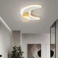 Contemporary Nordic Iron Acrylic Glass Moon Star Ball LED Semi-Flush Mount Ceiling Light For Hallway