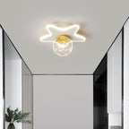 Contemporary Nordic Iron Acrylic Glass Moon Star Ball LED Semi-Flush Mount Ceiling Light For Hallway