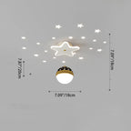 Contemporary Nordic Iron Acrylic Moon Star Ball Starry Sky Projection LED Semi-flush Mount Ceiling Light for Hallway