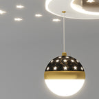 Contemporary Nordic Iron Acrylic Moon Star Ball Starry Sky Projection LED Semi-flush Mount Ceiling Light for Hallway