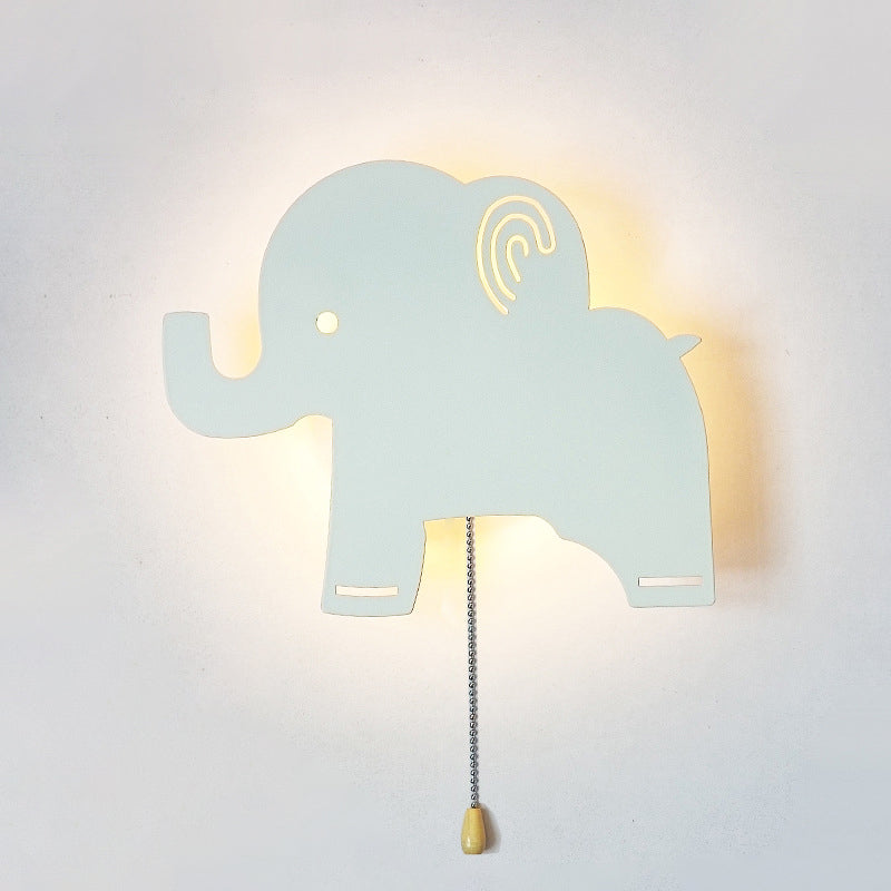 Lumendat Contemporary Creative Battery Kids Iron Cloud Star Animal Cartoon Pull Chain LED Wall Sconce Lamp For Bedside Lumendat