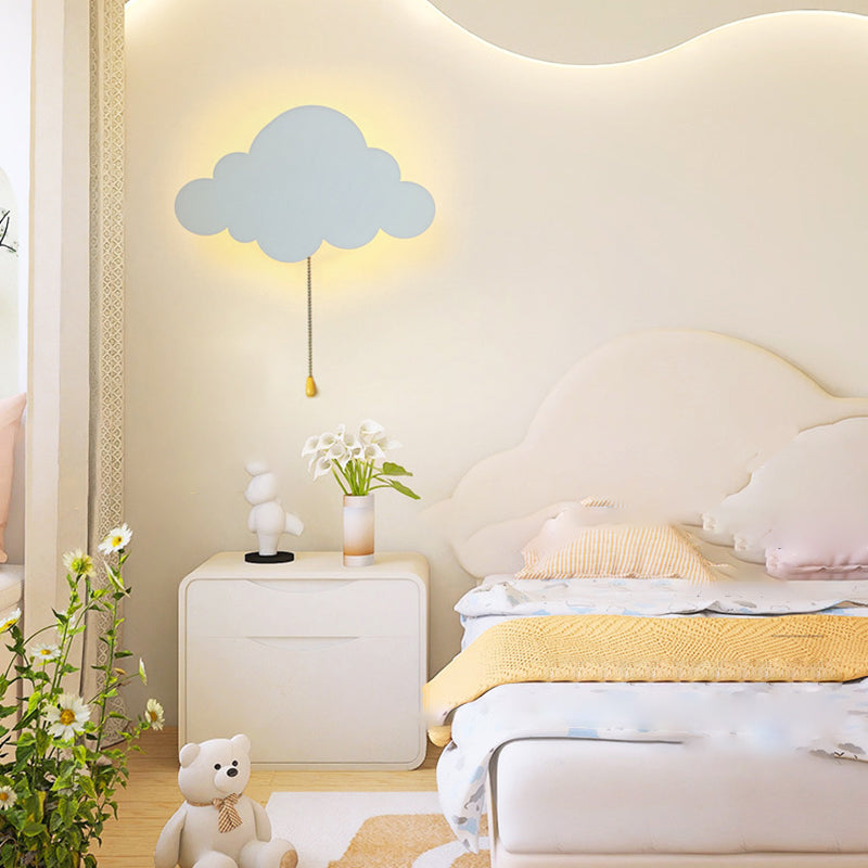 Lumendat Contemporary Creative Battery Kids Iron Cloud Star Animal Cartoon Pull Chain LED Wall Sconce Lamp For Bedside Lumendat