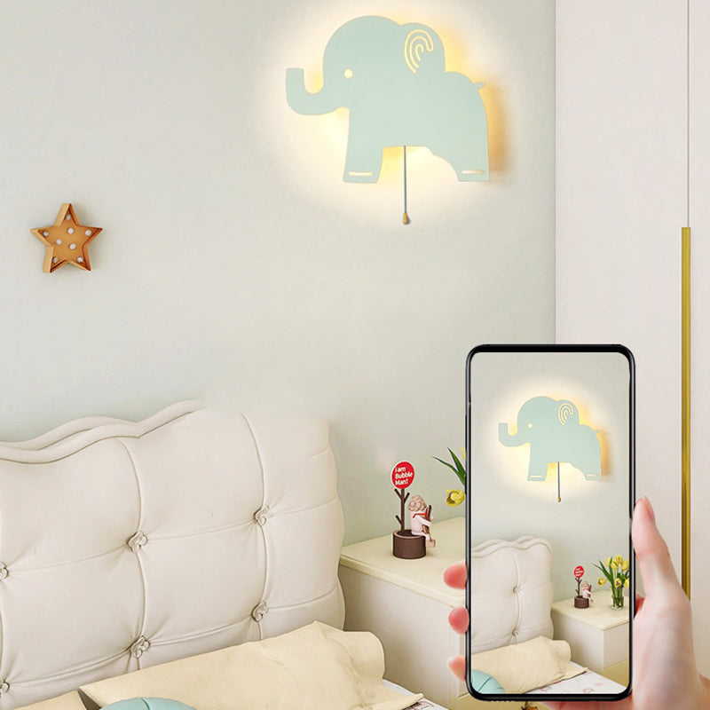 Lumendat Contemporary Creative Battery Kids Iron Cloud Star Animal Cartoon Pull Chain LED Wall Sconce Lamp For Bedside Lumendat