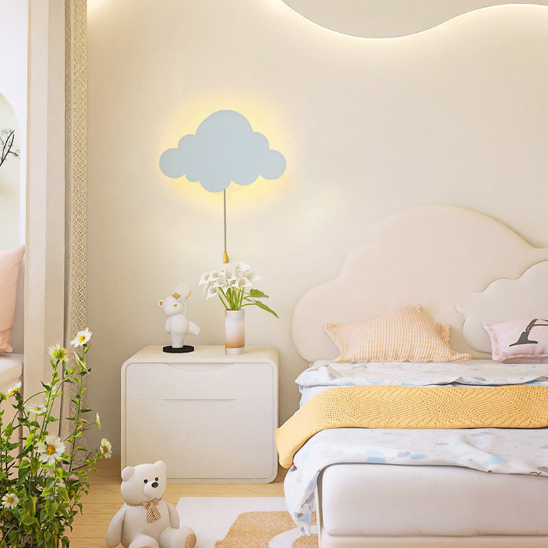 Lumendat Contemporary Creative Battery Kids Iron Cloud Star Animal Cartoon Pull Chain LED Wall Sconce Lamp For Bedside Lumendat