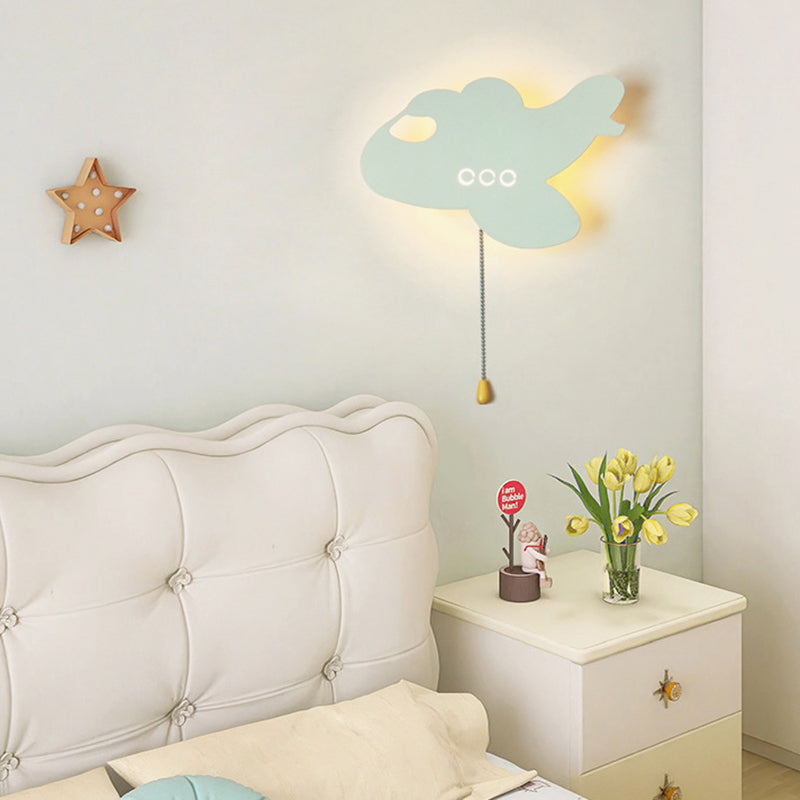 Lumendat Contemporary Creative Battery Kids Iron Cloud Star Animal Cartoon Pull Chain LED Wall Sconce Lamp For Bedside Lumendat