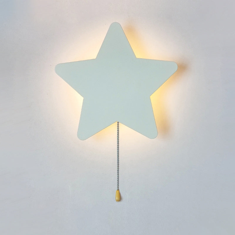 Lumendat Contemporary Creative Battery Kids Iron Cloud Star Animal Cartoon Pull Chain LED Wall Sconce Lamp For Bedside Lumendat