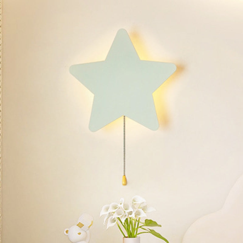Lumendat Contemporary Creative Battery Kids Iron Cloud Star Animal Cartoon Pull Chain LED Wall Sconce Lamp For Bedside Lumendat
