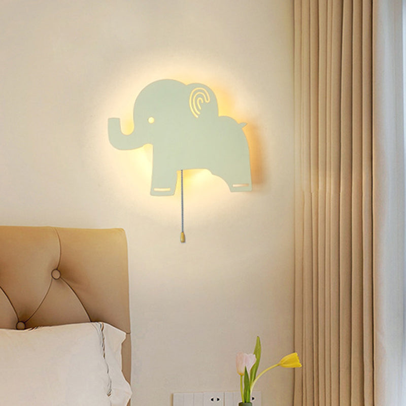 Lumendat Contemporary Creative Battery Kids Iron Cloud Star Animal Cartoon Pull Chain LED Wall Sconce Lamp For Bedside Lumendat
