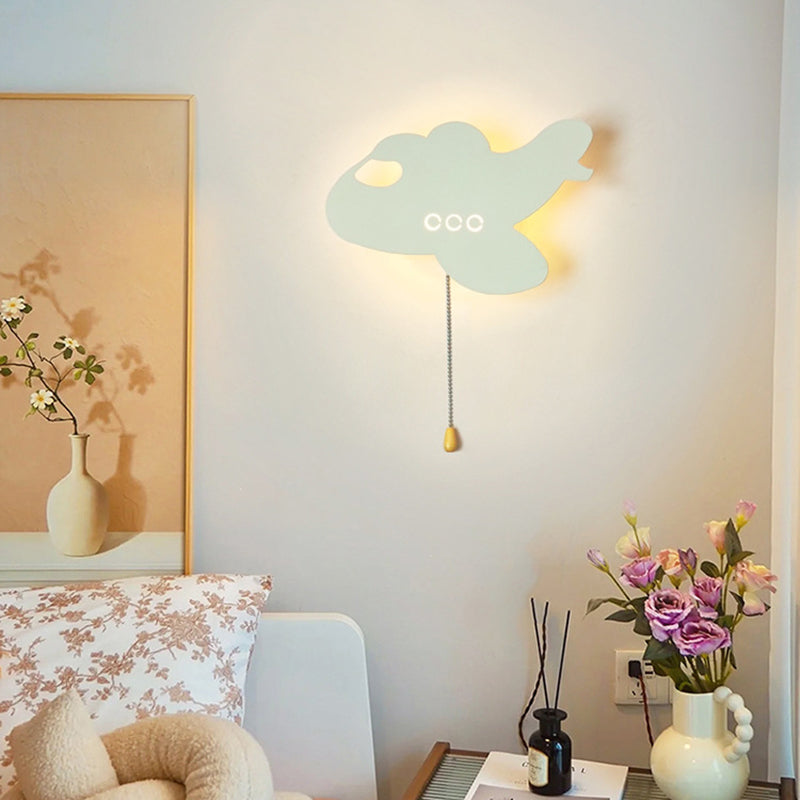 Lumendat Contemporary Creative Battery Kids Iron Cloud Star Animal Cartoon Pull Chain LED Wall Sconce Lamp For Bedside Lumendat