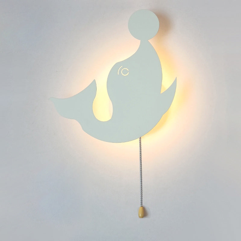 Lumendat Contemporary Creative Battery Kids Iron Cloud Star Animal Cartoon Pull Chain LED Wall Sconce Lamp For Bedside Lumendat