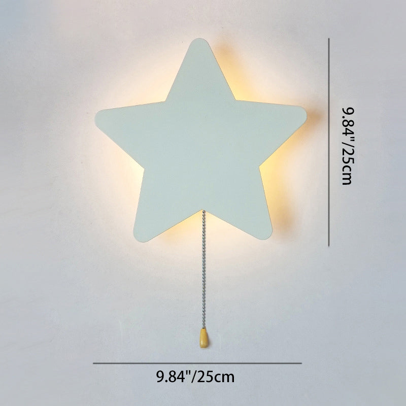 Lumendat Contemporary Creative Battery Kids Iron Cloud Star Animal Cartoon Pull Chain LED Wall Sconce Lamp For Bedside Lumendat