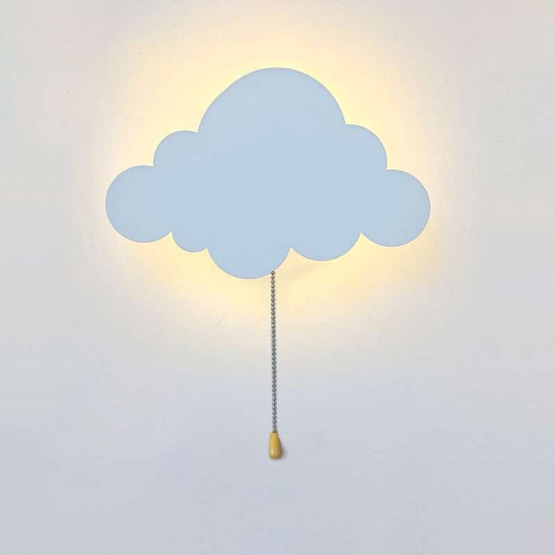 Lumendat Contemporary Creative Battery Kids Iron Cloud Star Animal Cartoon Pull Chain LED Wall Sconce Lamp For Bedside Lumendat