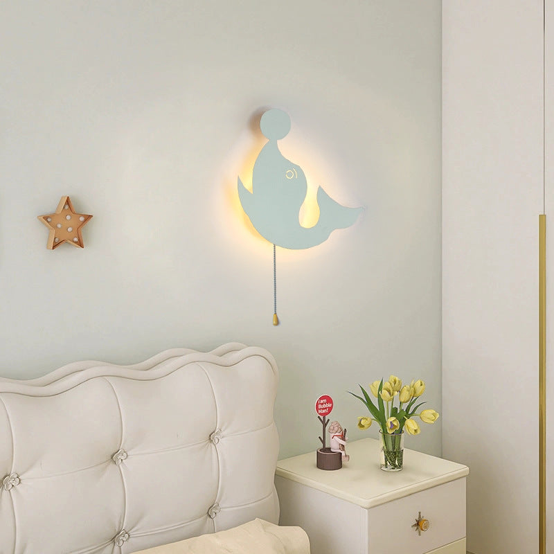 Lumendat Contemporary Creative Battery Kids Iron Cloud Star Animal Cartoon Pull Chain LED Wall Sconce Lamp For Bedside Lumendat