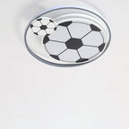 Contemporary Creative Kids Soccer Sport Round Iron Acrylic LED Flush Mount Ceiling Light for Bedroom
