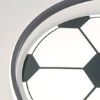 Contemporary Creative Kids Soccer Sport Round Iron Acrylic LED Flush Mount Ceiling Light for Bedroom