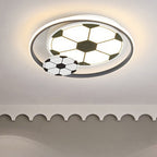 Contemporary Creative Kids Soccer Sport Round Iron Acrylic LED Flush Mount Ceiling Light for Bedroom