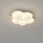 Contemporary Nordic Flower Rabbit Travertine PE LED Flush Mount Ceiling Light For Bedroom