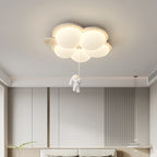 Contemporary Nordic Flower Rabbit Travertine PE LED Flush Mount Ceiling Light For Bedroom