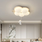 Contemporary Nordic Flower Rabbit Travertine PE LED Flush Mount Ceiling Light For Bedroom