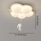 Contemporary Nordic Flower Rabbit Travertine PE LED Flush Mount Ceiling Light For Bedroom
