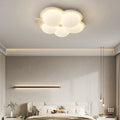 Contemporary Nordic Flower Rabbit Travertine PE LED Flush Mount Ceiling Light For Bedroom
