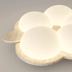 Contemporary Nordic Flower Rabbit Travertine PE LED Flush Mount Ceiling Light For Bedroom
