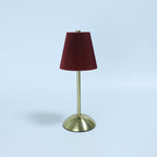 Contemporary Scandinavian Rechargeable Fabric Iron Pleated Cylinder LED Table Lamp For Bedside Lumendat
