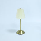 Contemporary Scandinavian Rechargeable Fabric Iron Pleated Cylinder LED Table Lamp For Bedside Lumendat