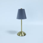 Contemporary Scandinavian Rechargeable Fabric Iron Pleated Cylinder LED Table Lamp For Bedside Lumendat