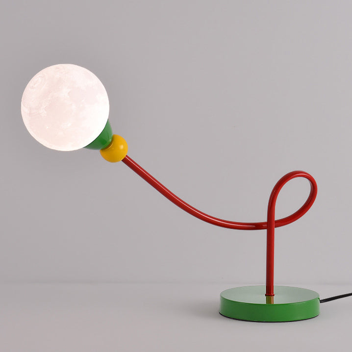 Lumendat Modern Art Deco Kids Iron PLA Moon Wired 1-Light Table Lamp For Study Lumendat