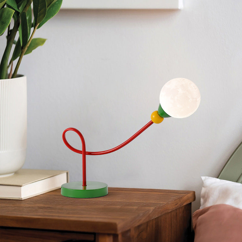Lumendat Modern Art Deco Kids Iron PLA Moon Wired 1-Light Table Lamp For Study Lumendat