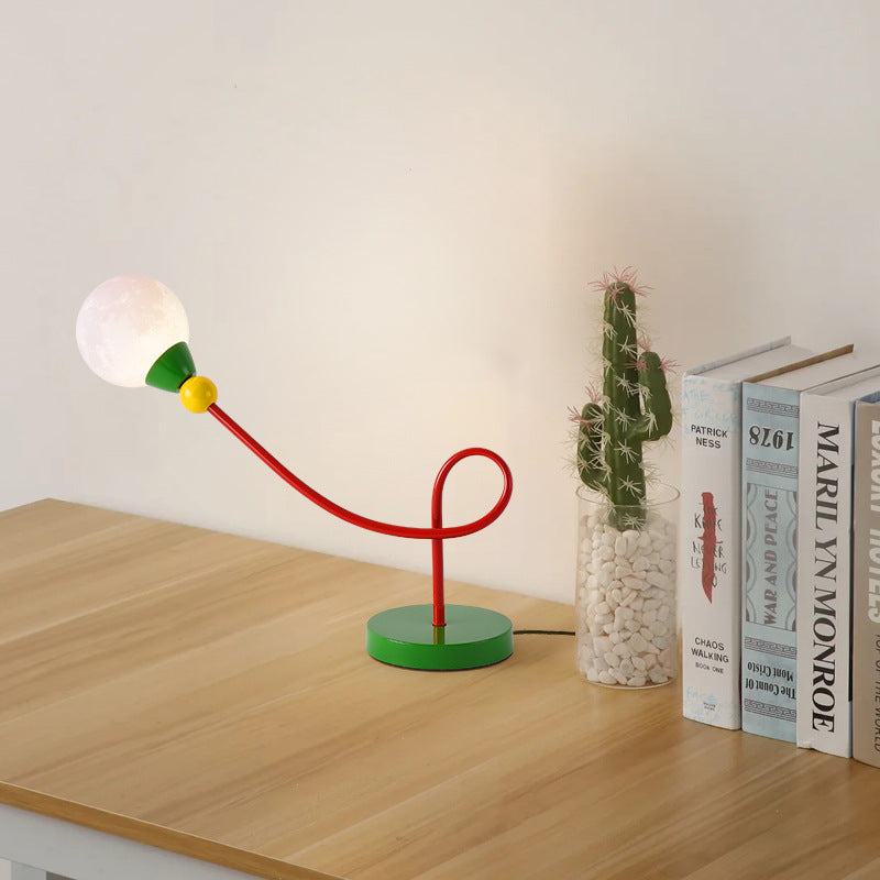 Lumendat Modern Art Deco Kids Iron PLA Moon Wired 1-Light Table Lamp For Study Lumendat