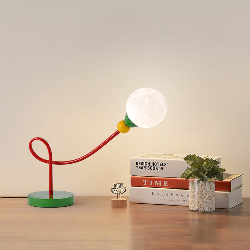 Lumendat Modern Art Deco Kids Iron PLA Moon Wired 1-Light Table Lamp For Study Lumendat