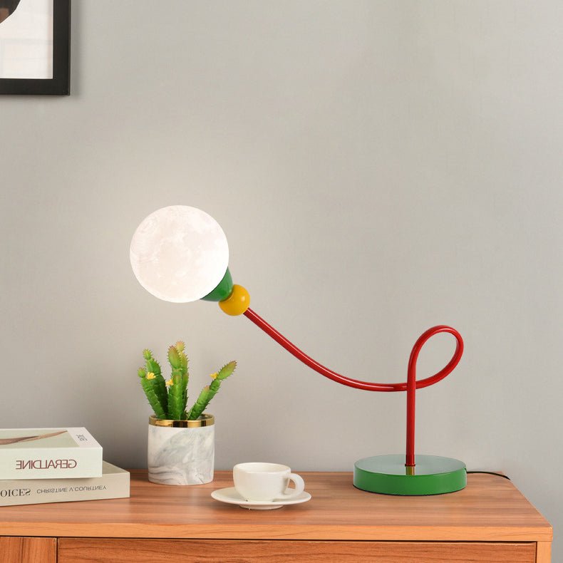 Lumendat Modern Art Deco Kids Iron PLA Moon Wired 1-Light Table Lamp For Study Lumendat