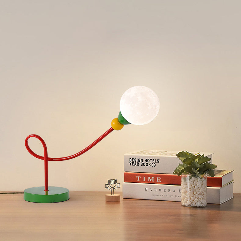 Lumendat Modern Art Deco Kids Iron PLA Moon Wired 1-Light Table Lamp For Study Lumendat