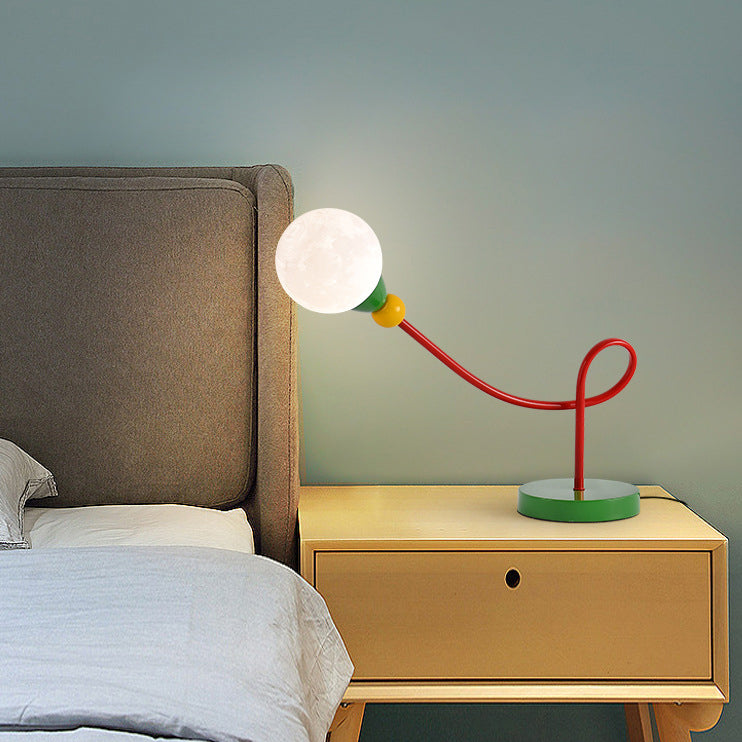 Lumendat Modern Art Deco Kids Iron PLA Moon Wired 1-Light Table Lamp For Study Lumendat
