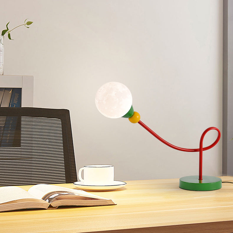 Lumendat Modern Art Deco Kids Iron PLA Moon Wired 1-Light Table Lamp For Study Lumendat