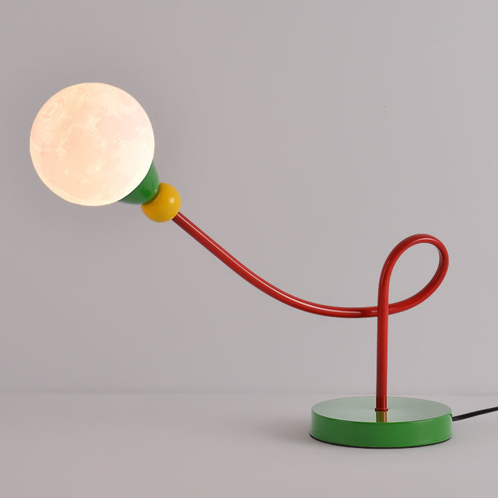 Lumendat Modern Art Deco Kids Iron PLA Moon Wired 1-Light Table Lamp For Study Lumendat