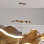 Traditional Japanese Fiberglass Silica Iron Wavey Drift Imitation Wood LED Chandeliers Island Light for Dining Room Lumendat
