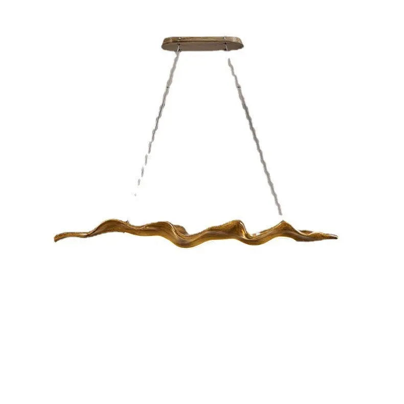 Traditional Japanese Fiberglass Silica Iron Wavey Drift Imitation Wood LED Chandeliers Island Light for Dining Room Lumendat