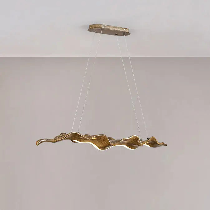 Traditional Japanese Fiberglass Silica Iron Wavey Drift Imitation Wood LED Chandeliers Island Light for Dining Room Lumendat