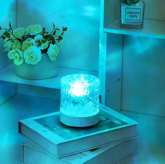 Contemporary Creative USB Rechargeable Acrylic Cylinder Ripple LED Table Lamp Night Light For Bedroom Lumendat