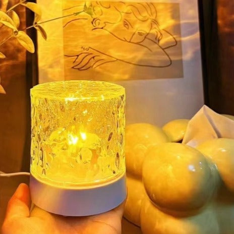 Contemporary Creative USB Rechargeable Acrylic Cylinder Ripple LED Table Lamp Night Light For Bedroom Lumendat