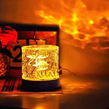 Contemporary Creative USB Rechargeable Acrylic Cylinder Ripple LED Table Lamp Night Light For Bedroom Lumendat