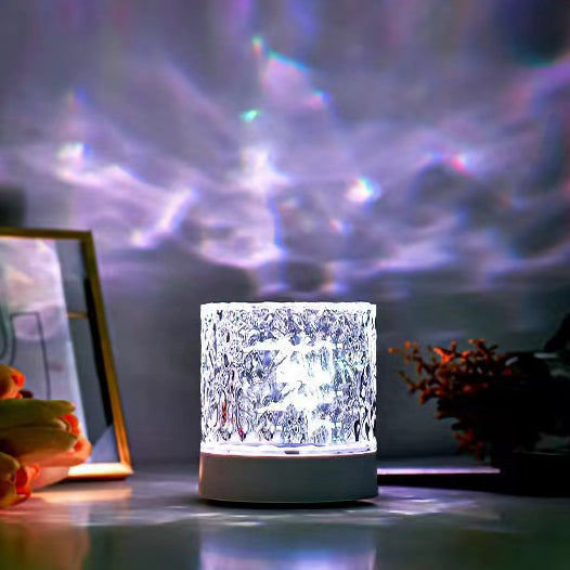 Contemporary Creative USB Rechargeable Acrylic Cylinder Ripple LED Table Lamp Night Light For Bedroom Lumendat